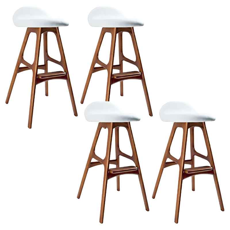 Contemporary Upholstered Faux Leather Bar Stool with Solid Wood Base Dark Brown White 4 Piece Set Clearhalo 'Bar Furniture' 'Bar Stools' 'bar_stools' 'furn' 'furn_bar_stools' 'Furniture' 'Kitchen & Dining Furniture' 7778874