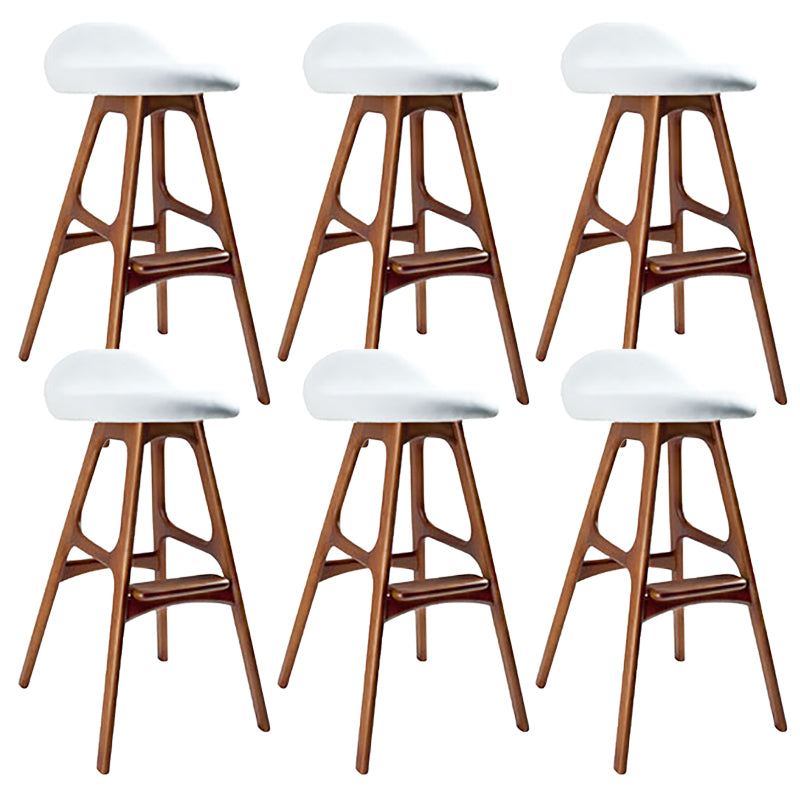 Contemporary Upholstered Faux Leather Bar Stool with Solid Wood Base Dark Brown White 6 Piece Set Clearhalo 'Bar Furniture' 'Bar Stools' 'bar_stools' 'furn' 'furn_bar_stools' 'Furniture' 'Kitchen & Dining Furniture' 7778875