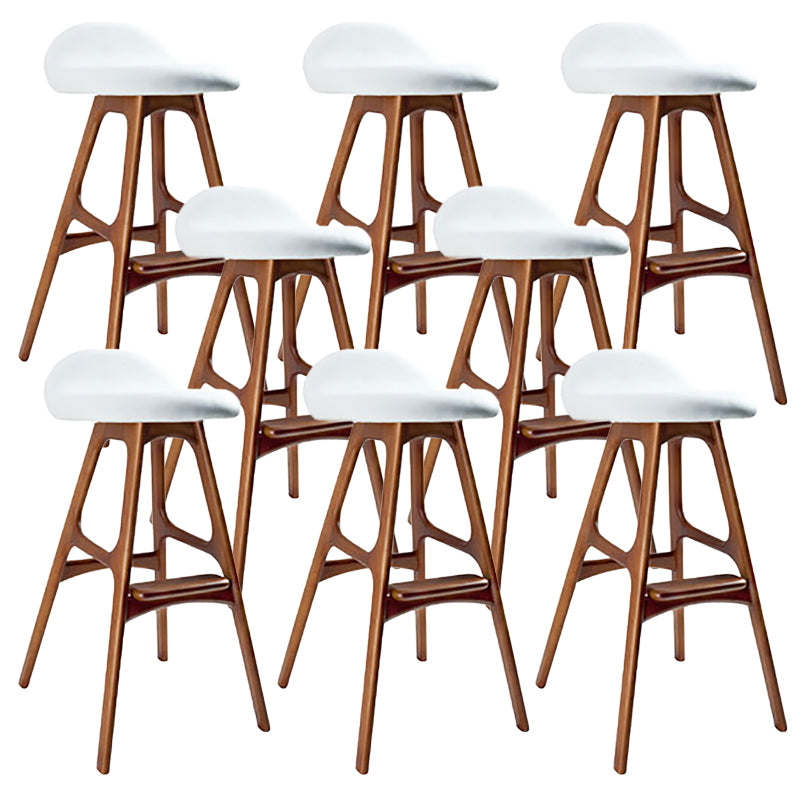 Contemporary Upholstered Faux Leather Bar Stool with Solid Wood Base Dark Brown White 8 Piece Set Clearhalo 'Bar Furniture' 'Bar Stools' 'bar_stools' 'furn' 'furn_bar_stools' 'Furniture' 'Kitchen & Dining Furniture' 7778876