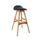 Contemporary Upholstered Faux Leather Bar Stool with Solid Wood Base Light Brown Black 1 Piece Clearhalo 'Bar Furniture' 'Bar Stools' 'bar_stools' 'furn' 'furn_bar_stools' 'Furniture' 'Kitchen & Dining Furniture' 7778877