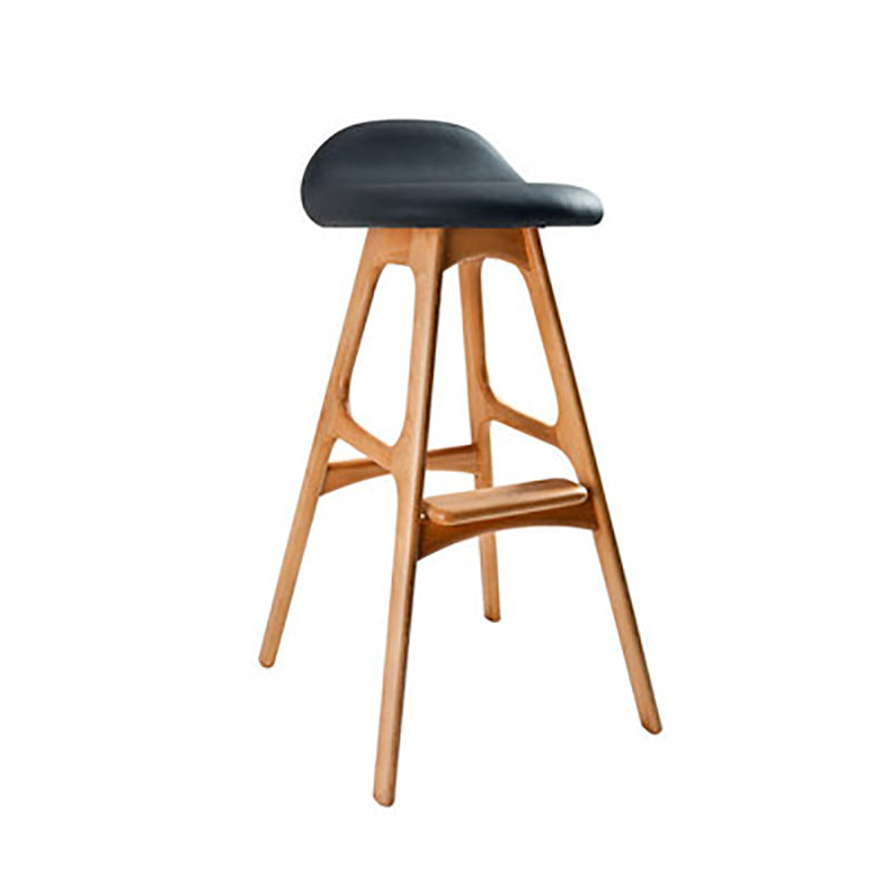 Contemporary Upholstered Faux Leather Bar Stool with Solid Wood Base Light Brown Black 1 Piece Clearhalo 'Bar Furniture' 'Bar Stools' 'bar_stools' 'furn' 'furn_bar_stools' 'Furniture' 'Kitchen & Dining Furniture' 7778877
