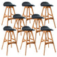 Contemporary Upholstered Faux Leather Bar Stool with Solid Wood Base Light Brown Black 8 Piece Set Clearhalo 'Bar Furniture' 'Bar Stools' 'bar_stools' 'furn' 'furn_bar_stools' 'Furniture' 'Kitchen & Dining Furniture' 7778881