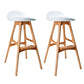 Contemporary Upholstered Faux Leather Bar Stool with Solid Wood Base Light Brown White 2 Piece Set Clearhalo 'Bar Furniture' 'Bar Stools' 'bar_stools' 'furn' 'furn_bar_stools' 'Furniture' 'Kitchen & Dining Furniture' 7778883