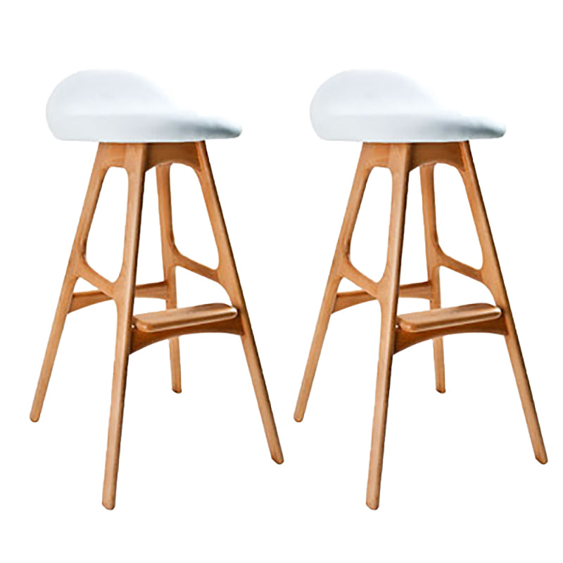 Contemporary Upholstered Faux Leather Bar Stool with Solid Wood Base Light Brown White 2 Piece Set Clearhalo 'Bar Furniture' 'Bar Stools' 'bar_stools' 'furn' 'furn_bar_stools' 'Furniture' 'Kitchen & Dining Furniture' 7778883