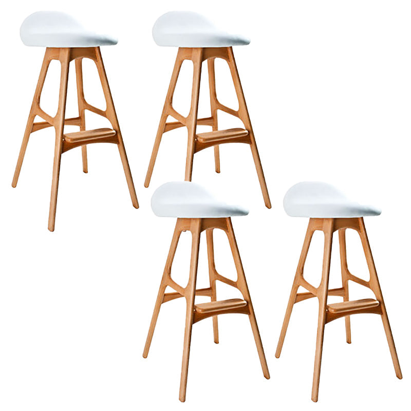 Contemporary Upholstered Faux Leather Bar Stool with Solid Wood Base Light Brown White 4 Piece Set Clearhalo 'Bar Furniture' 'Bar Stools' 'bar_stools' 'furn' 'furn_bar_stools' 'Furniture' 'Kitchen & Dining Furniture' 7778884