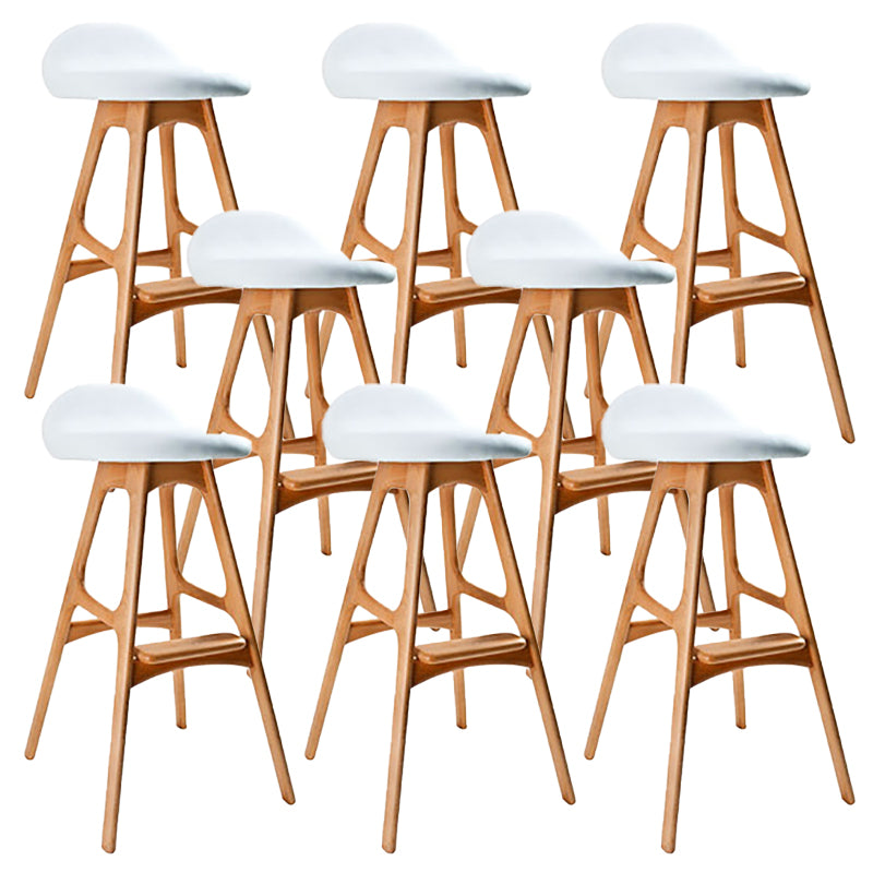 Contemporary Upholstered Faux Leather Bar Stool with Solid Wood Base Light Brown White 8 Piece Set Clearhalo 'Bar Furniture' 'Bar Stools' 'bar_stools' 'furn' 'furn_bar_stools' 'Furniture' 'Kitchen & Dining Furniture' 7778886
