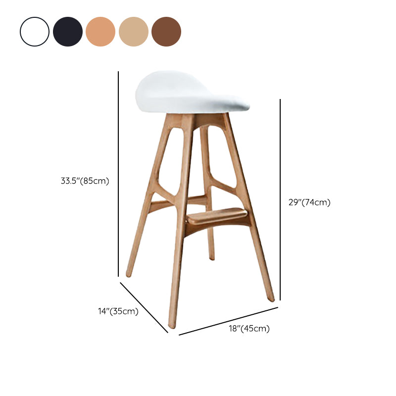 Contemporary Upholstered Faux Leather Bar Stool with Solid Wood Base Clearhalo 'Bar Furniture' 'Bar Stools' 'bar_stools' 'furn' 'furn_bar_stools' 'Furniture' 'Kitchen & Dining Furniture' 7778887
