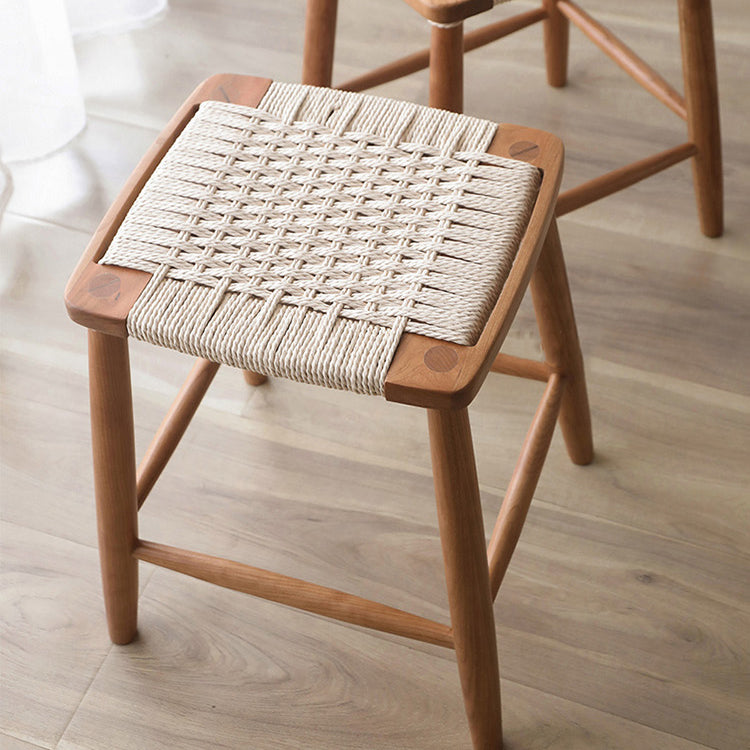 Sgabelli da bar senza schienale contemporaneo con base in legno massiccio ciliegia