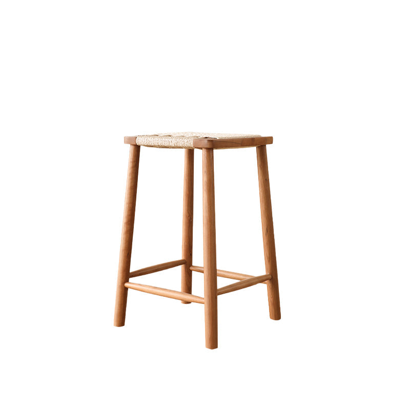 Sgabelli da bar senza schienale contemporaneo con base in legno massiccio ciliegia