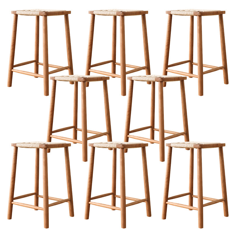 Sgabelli da bar senza schienale contemporaneo con base in legno massiccio ciliegia