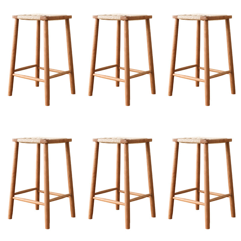 Sgabelli da bar senza schienale contemporaneo con base in legno massiccio ciliegia
