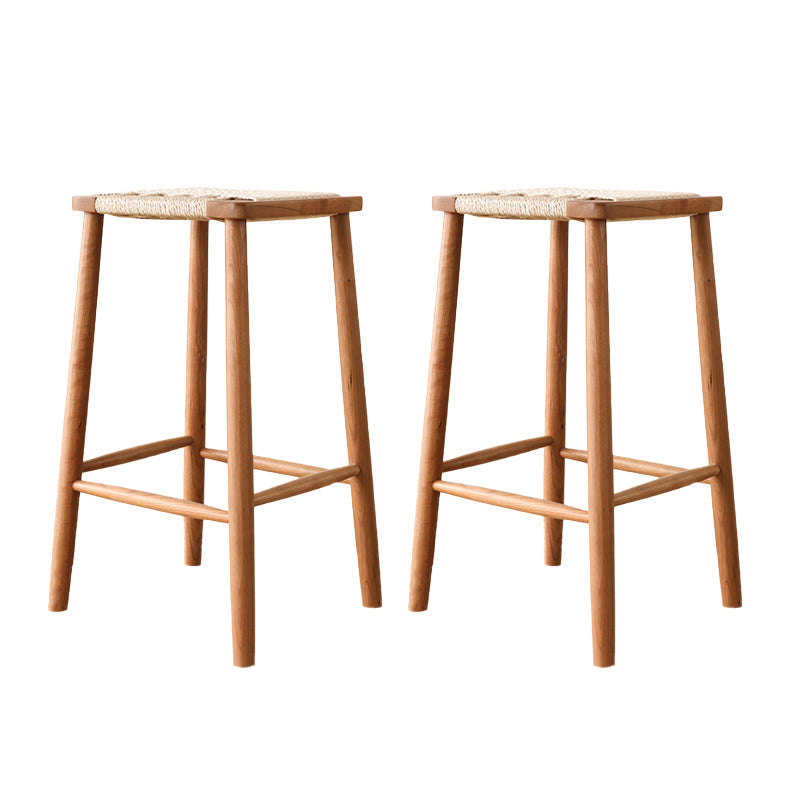 Sgabelli da bar senza schienale contemporaneo con base in legno massiccio ciliegia