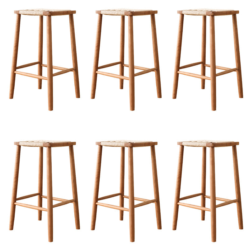 Sgabelli da bar senza schienale contemporaneo con base in legno massiccio ciliegia