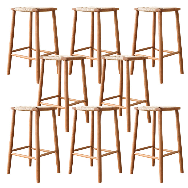 Sgabelli da bar senza schienale contemporaneo con base in legno massiccio ciliegia