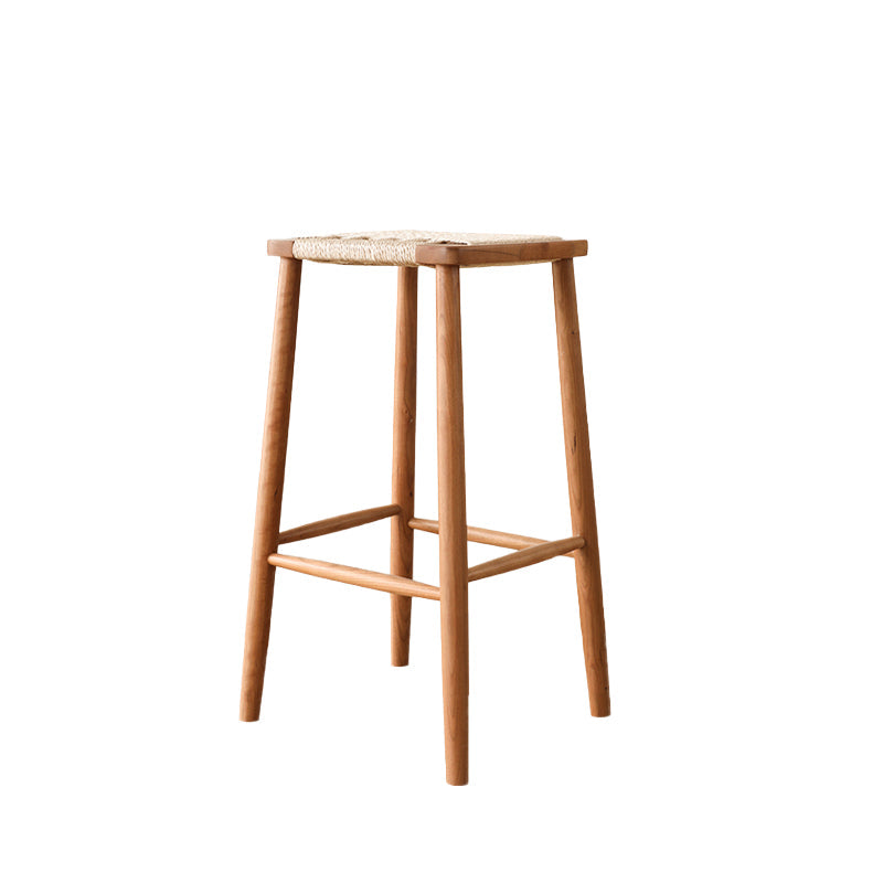 Sgabelli da bar senza schienale contemporaneo con base in legno massiccio ciliegia