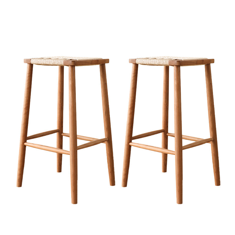 Sgabelli da bar senza schienale contemporaneo con base in legno massiccio ciliegia