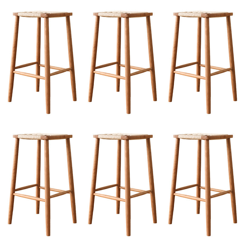 Sgabelli da bar senza schienale contemporaneo con base in legno massiccio ciliegia
