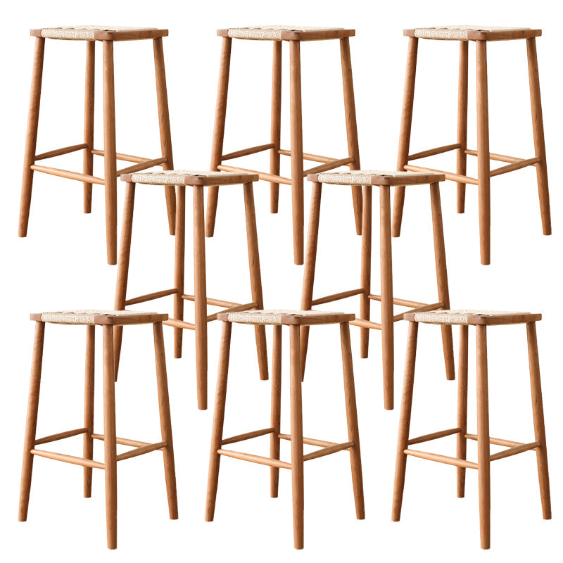 Sgabelli da bar senza schienale contemporaneo con base in legno massiccio ciliegia