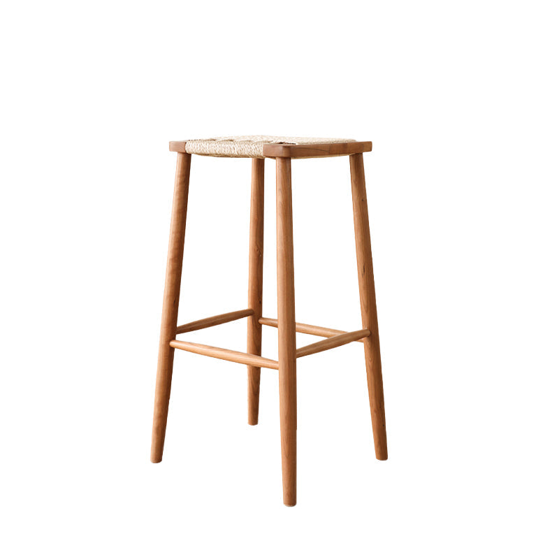 Sgabelli da bar senza schienale contemporaneo con base in legno massiccio ciliegia