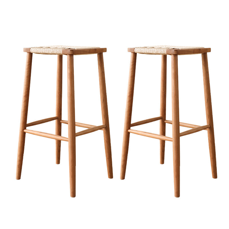 Sgabelli da bar senza schienale contemporaneo con base in legno massiccio ciliegia
