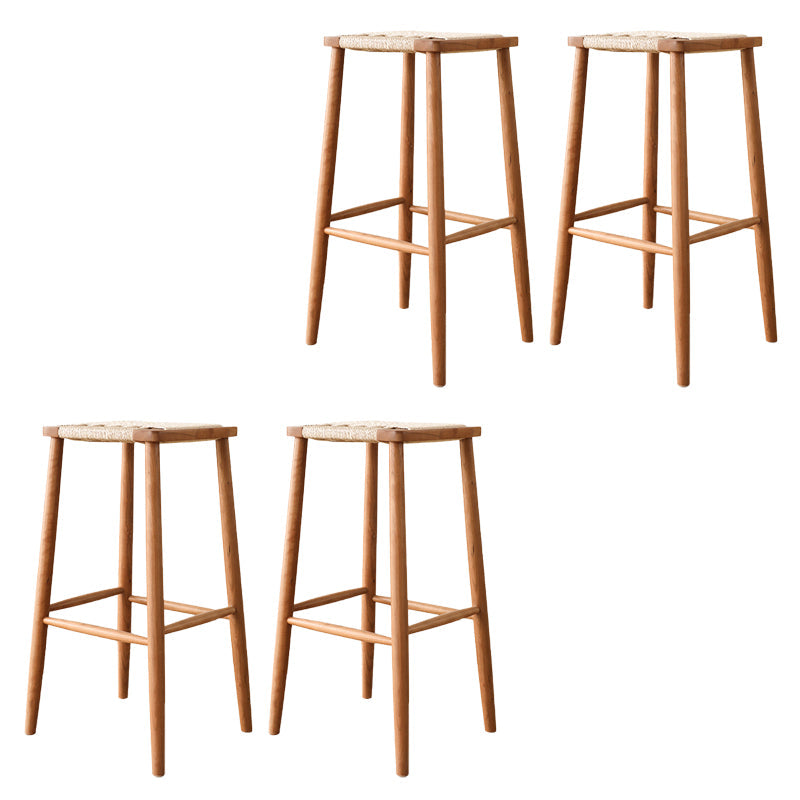 Sgabelli da bar senza schienale contemporaneo con base in legno massiccio ciliegia