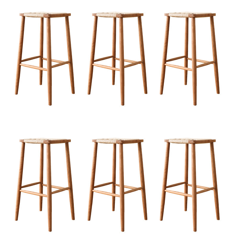 Sgabelli da bar senza schienale contemporaneo con base in legno massiccio ciliegia