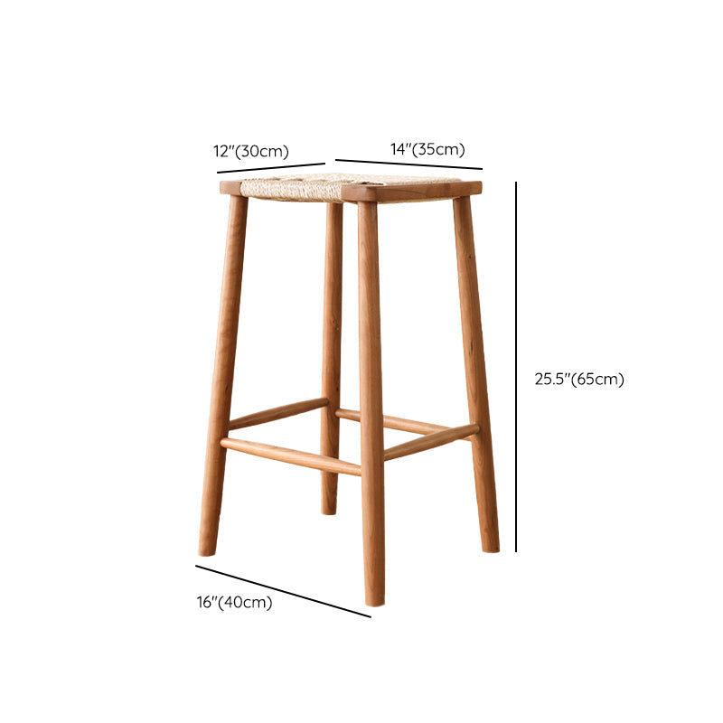 Sgabelli da bar senza schienale contemporaneo con base in legno massiccio ciliegia