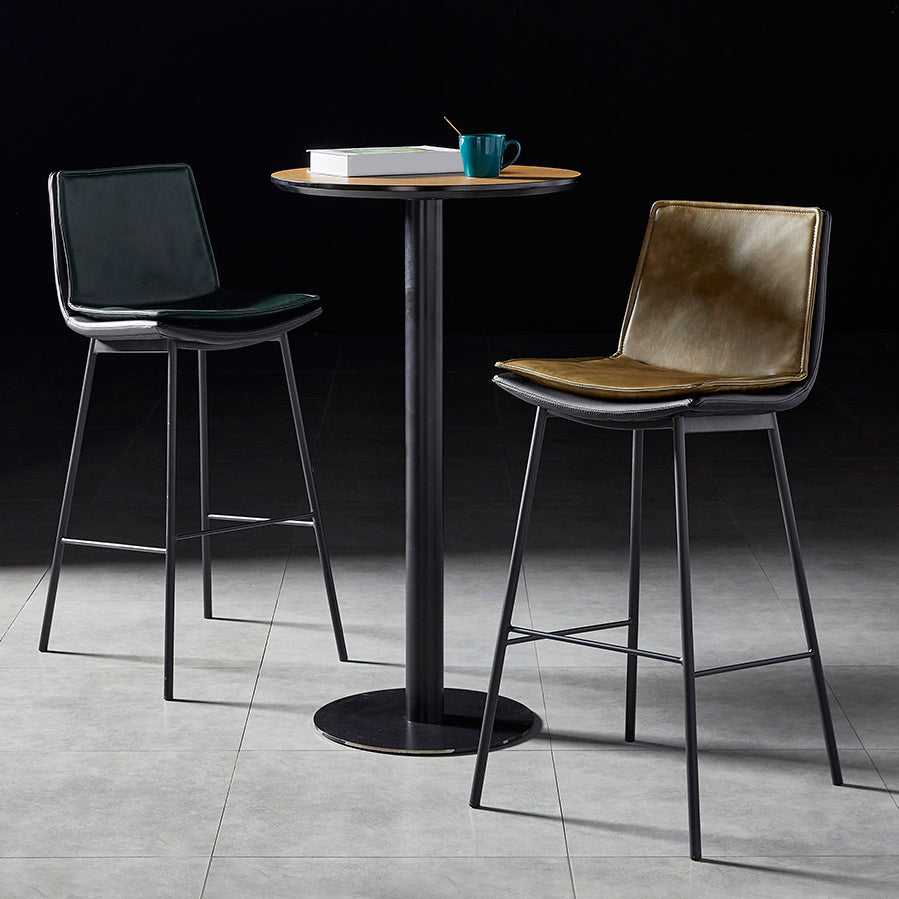 Contemporary Style Low Back Leather Armless Bar Stool with Metal Legs Clearhalo 'Bar Furniture' 'Bar Stools' 'bar_stools' 'furn' 'furn_bar_stools' 'Furniture' 'Kitchen & Dining Furniture' 7778933