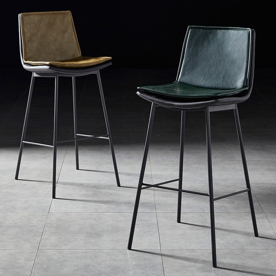 Contemporary Style Low Back Leather Armless Bar Stool with Metal Legs Clearhalo 'Bar Furniture' 'Bar Stools' 'bar_stools' 'furn' 'furn_bar_stools' 'Furniture' 'Kitchen & Dining Furniture' 7778936