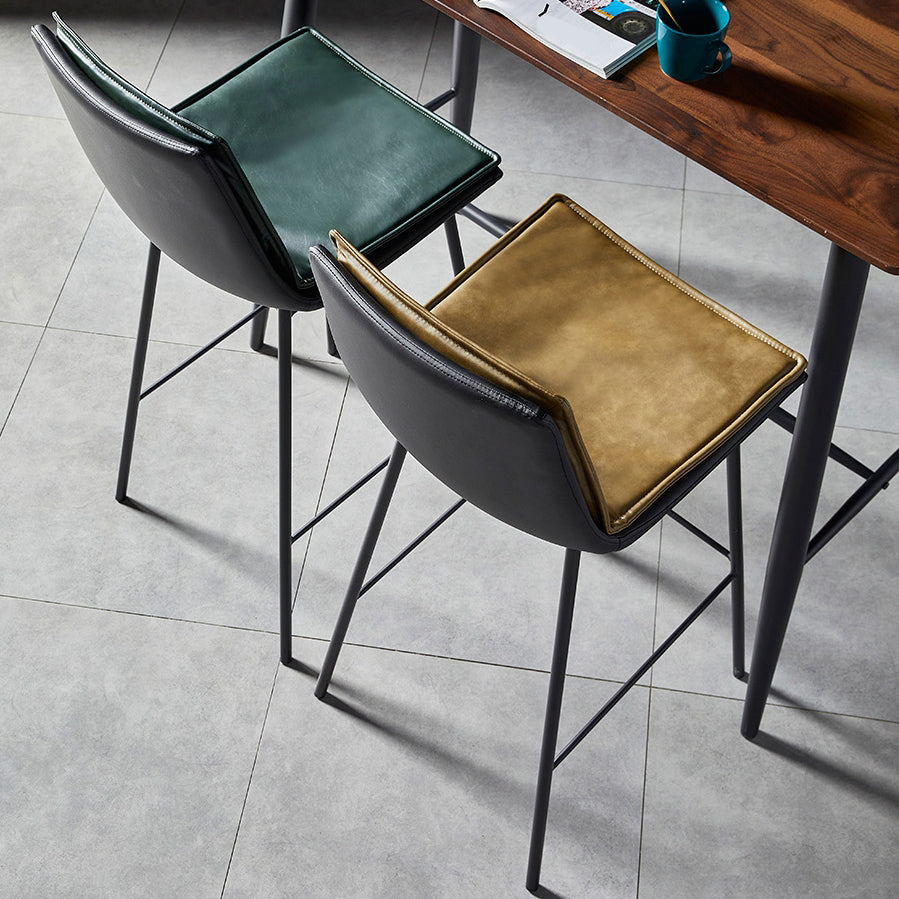 Contemporary Style Low Back Leather Armless Bar Stool with Metal Legs Clearhalo 'Bar Furniture' 'Bar Stools' 'bar_stools' 'furn' 'furn_bar_stools' 'Furniture' 'Kitchen & Dining Furniture' 7778937