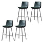 Contemporary Style Low Back Leather Armless Bar Stool with Metal Legs Green 4 Piece Set Bar Stool(30"H) Clearhalo 'Bar Furniture' 'Bar Stools' 'bar_stools' 'furn' 'furn_bar_stools' 'Furniture' 'Kitchen & Dining Furniture' 7778938