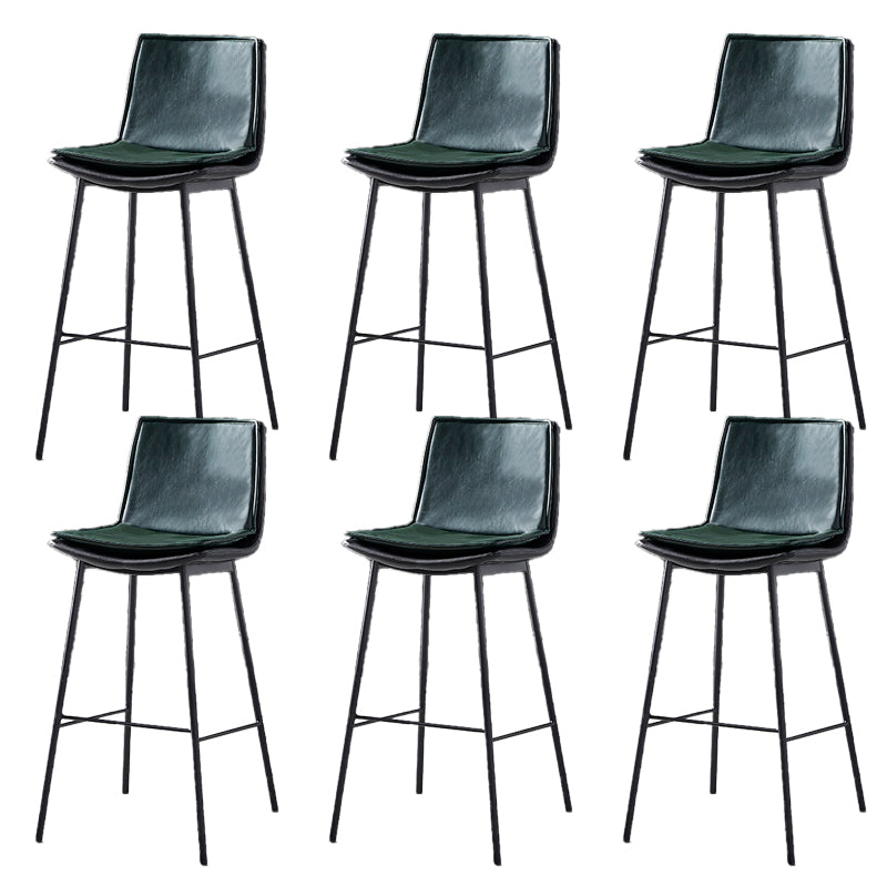 Contemporary Style Low Back Leather Armless Bar Stool with Metal Legs Green 6 Piece Set Bar Stool(30"H) Clearhalo 'Bar Furniture' 'Bar Stools' 'bar_stools' 'furn' 'furn_bar_stools' 'Furniture' 'Kitchen & Dining Furniture' 7778940