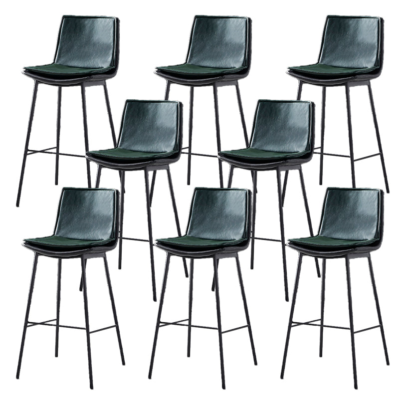 Contemporary Style Low Back Leather Armless Bar Stool with Metal Legs Green 8 Piece Set Bar Stool(30"H) Clearhalo 'Bar Furniture' 'Bar Stools' 'bar_stools' 'furn' 'furn_bar_stools' 'Furniture' 'Kitchen & Dining Furniture' 7778941