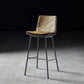 Contemporary Style Low Back Leather Armless Bar Stool with Metal Legs Yellow 1 Piece Bar Stool(30"H) Clearhalo 'Bar Furniture' 'Bar Stools' 'bar_stools' 'furn' 'furn_bar_stools' 'Furniture' 'Kitchen & Dining Furniture' 7778944