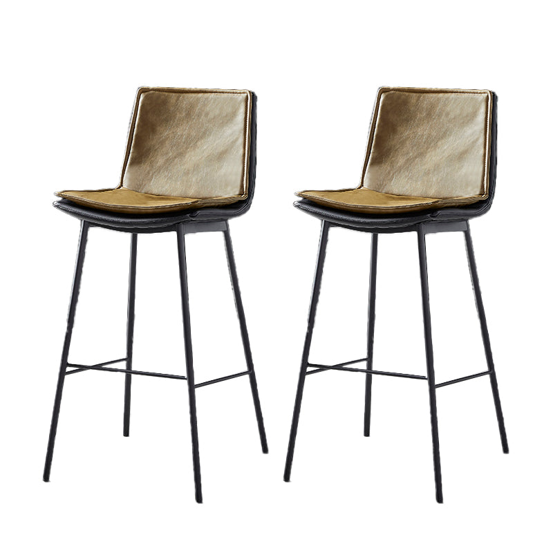 Contemporary Style Low Back Leather Armless Bar Stool with Metal Legs Yellow 2 Piece Set Bar Stool(30"H) Clearhalo 'Bar Furniture' 'Bar Stools' 'bar_stools' 'furn' 'furn_bar_stools' 'Furniture' 'Kitchen & Dining Furniture' 7778945