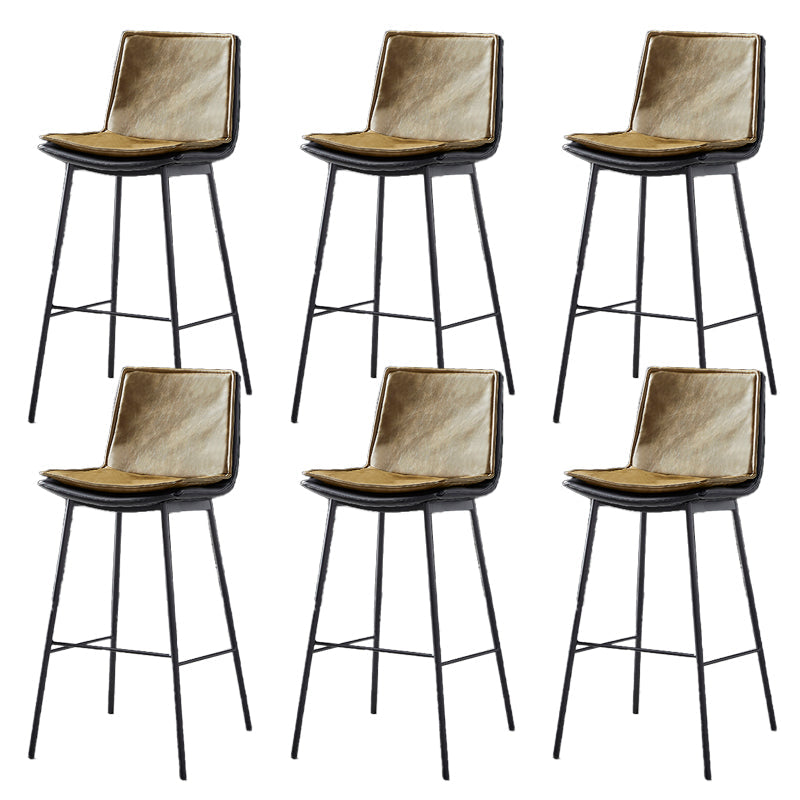 Contemporary Style Low Back Leather Armless Bar Stool with Metal Legs Yellow 6 Piece Set Bar Stool(30"H) Clearhalo 'Bar Furniture' 'Bar Stools' 'bar_stools' 'furn' 'furn_bar_stools' 'Furniture' 'Kitchen & Dining Furniture' 7778950