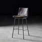 Contemporary Style Low Back Leather Armless Bar Stool with Metal Legs Brown 1 Piece Bar Stool(30"H) Clearhalo 'Bar Furniture' 'Bar Stools' 'bar_stools' 'furn' 'furn_bar_stools' 'Furniture' 'Kitchen & Dining Furniture' 7778953
