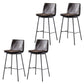 Contemporary Style Low Back Leather Armless Bar Stool with Metal Legs Brown 4 Piece Set Bar Stool(30"H) Clearhalo 'Bar Furniture' 'Bar Stools' 'bar_stools' 'furn' 'furn_bar_stools' 'Furniture' 'Kitchen & Dining Furniture' 7778955