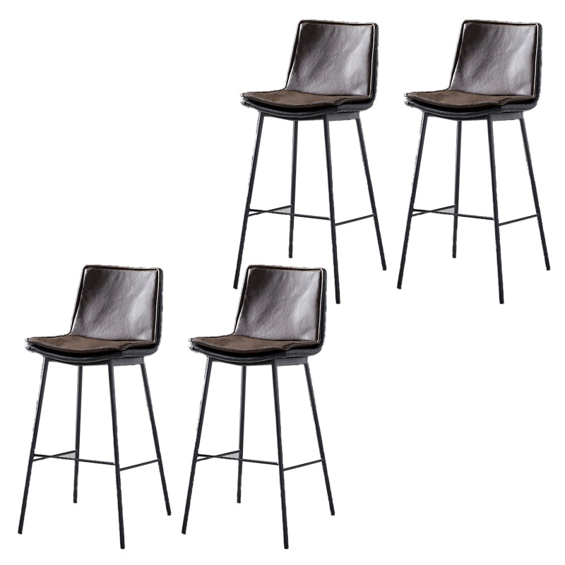 Contemporary Style Low Back Leather Armless Bar Stool with Metal Legs Brown 4 Piece Set Bar Stool(30"H) Clearhalo 'Bar Furniture' 'Bar Stools' 'bar_stools' 'furn' 'furn_bar_stools' 'Furniture' 'Kitchen & Dining Furniture' 7778955
