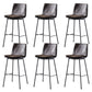 Contemporary Style Low Back Leather Armless Bar Stool with Metal Legs Brown 6 Piece Set Bar Stool(30"H) Clearhalo 'Bar Furniture' 'Bar Stools' 'bar_stools' 'furn' 'furn_bar_stools' 'Furniture' 'Kitchen & Dining Furniture' 7778956