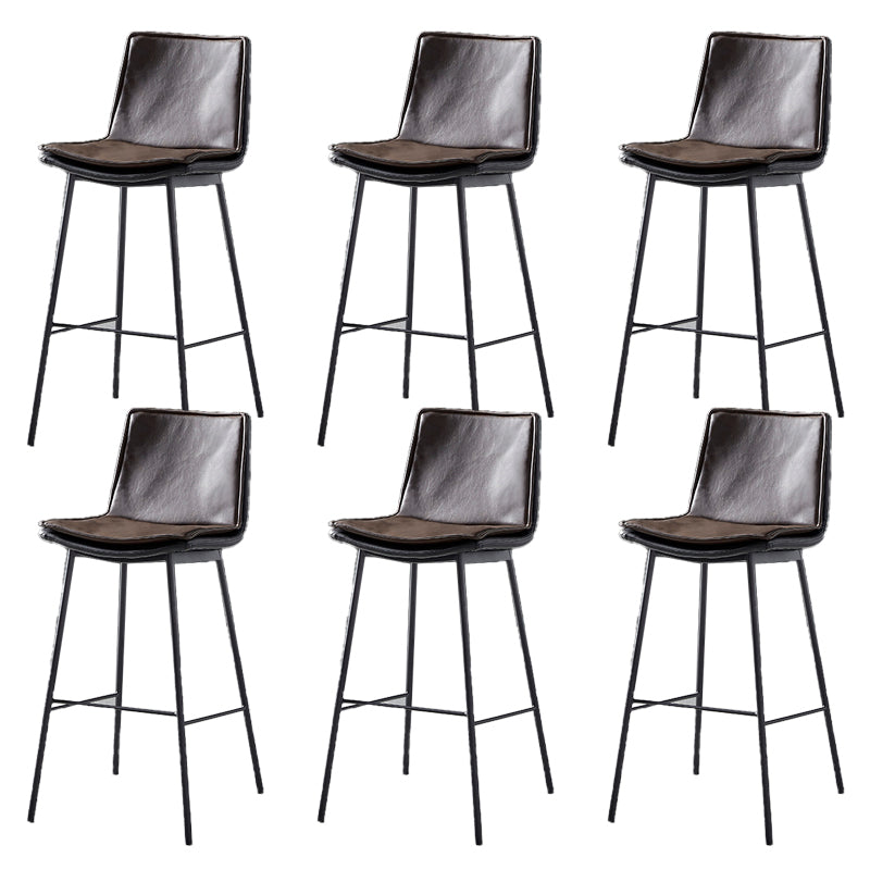 Contemporary Style Low Back Leather Armless Bar Stool with Metal Legs Brown 6 Piece Set Bar Stool(30"H) Clearhalo 'Bar Furniture' 'Bar Stools' 'bar_stools' 'furn' 'furn_bar_stools' 'Furniture' 'Kitchen & Dining Furniture' 7778956