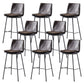 Contemporary Style Low Back Leather Armless Bar Stool with Metal Legs Brown 8 Piece Set Bar Stool(30"H) Clearhalo 'Bar Furniture' 'Bar Stools' 'bar_stools' 'furn' 'furn_bar_stools' 'Furniture' 'Kitchen & Dining Furniture' 7778957