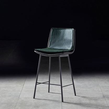 Contemporary Style Low Back Leather Armless Bar Stool with Metal Legs Green 1 Piece Counter Stool(26"H) Clearhalo 'Bar Furniture' 'Bar Stools' 'bar_stools' 'furn' 'furn_bar_stools' 'Furniture' 'Kitchen & Dining Furniture' 7778958