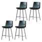 Contemporary Style Low Back Leather Armless Bar Stool with Metal Legs Green 4 Piece Set Counter Stool(26"H) Clearhalo 'Bar Furniture' 'Bar Stools' 'bar_stools' 'furn' 'furn_bar_stools' 'Furniture' 'Kitchen & Dining Furniture' 7778960