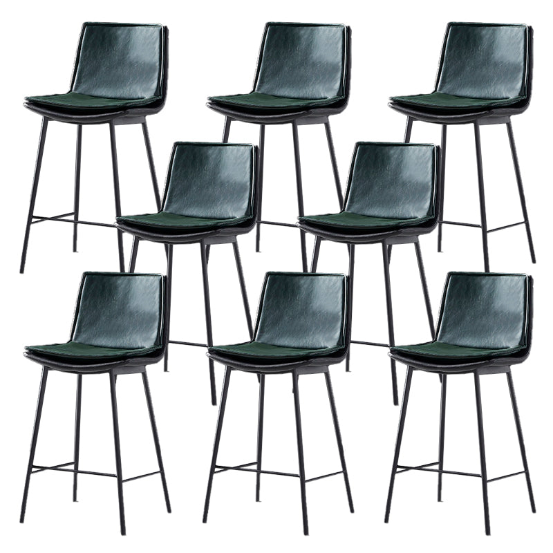 Contemporary Style Low Back Leather Armless Bar Stool with Metal Legs Green 8 Piece Set Counter Stool(26"H) Clearhalo 'Bar Furniture' 'Bar Stools' 'bar_stools' 'furn' 'furn_bar_stools' 'Furniture' 'Kitchen & Dining Furniture' 7778962