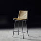 Contemporary Style Low Back Leather Armless Bar Stool with Metal Legs Yellow 1 Piece Counter Stool(26"H) Clearhalo 'Bar Furniture' 'Bar Stools' 'bar_stools' 'furn' 'furn_bar_stools' 'Furniture' 'Kitchen & Dining Furniture' 7778963
