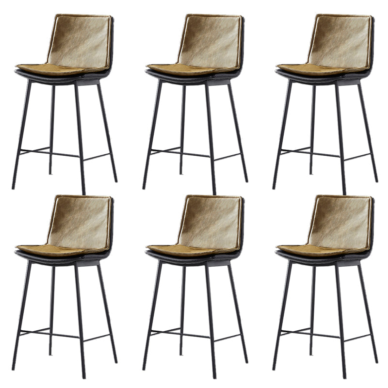Contemporary Style Low Back Leather Armless Bar Stool with Metal Legs Yellow 6 Piece Set Counter Stool(26"H) Clearhalo 'Bar Furniture' 'Bar Stools' 'bar_stools' 'furn' 'furn_bar_stools' 'Furniture' 'Kitchen & Dining Furniture' 7778966