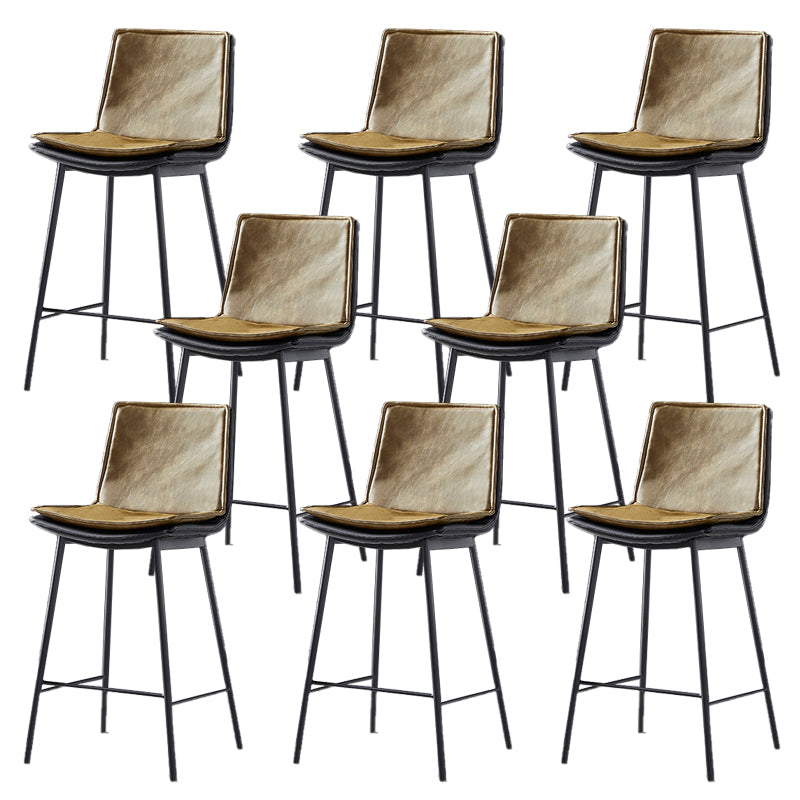 Contemporary Style Low Back Leather Armless Bar Stool with Metal Legs Yellow 8 Piece Set Counter Stool(26"H) Clearhalo 'Bar Furniture' 'Bar Stools' 'bar_stools' 'furn' 'furn_bar_stools' 'Furniture' 'Kitchen & Dining Furniture' 7778967
