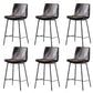 Contemporary Style Low Back Leather Armless Bar Stool with Metal Legs Brown 6 Piece Set Counter Stool(26"H) Clearhalo 'Bar Furniture' 'Bar Stools' 'bar_stools' 'furn' 'furn_bar_stools' 'Furniture' 'Kitchen & Dining Furniture' 7778971