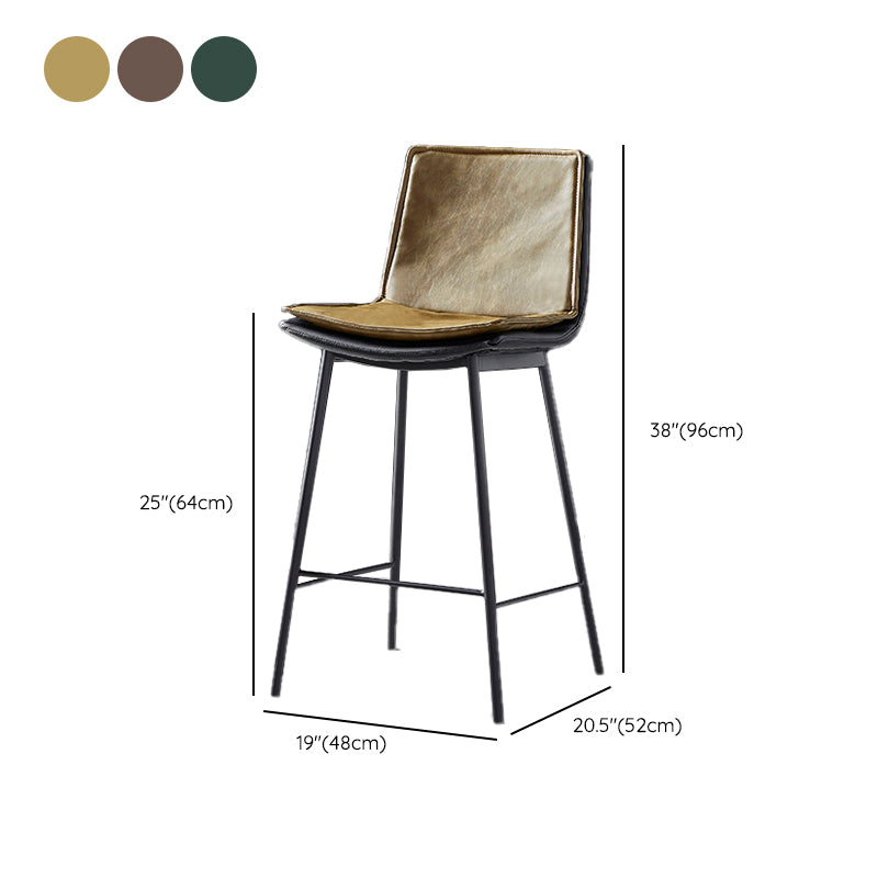 Contemporary Style Low Back Leather Armless Bar Stool with Metal Legs Clearhalo 'Bar Furniture' 'Bar Stools' 'bar_stools' 'furn' 'furn_bar_stools' 'Furniture' 'Kitchen & Dining Furniture' 7778973